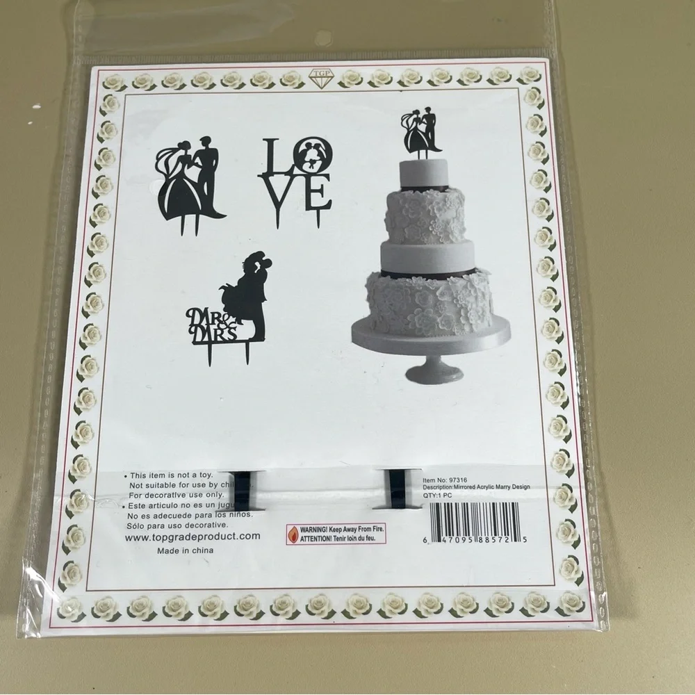 NWT Mr & Mrs Kissing Couple Silhouette Acrylic Cake Topper